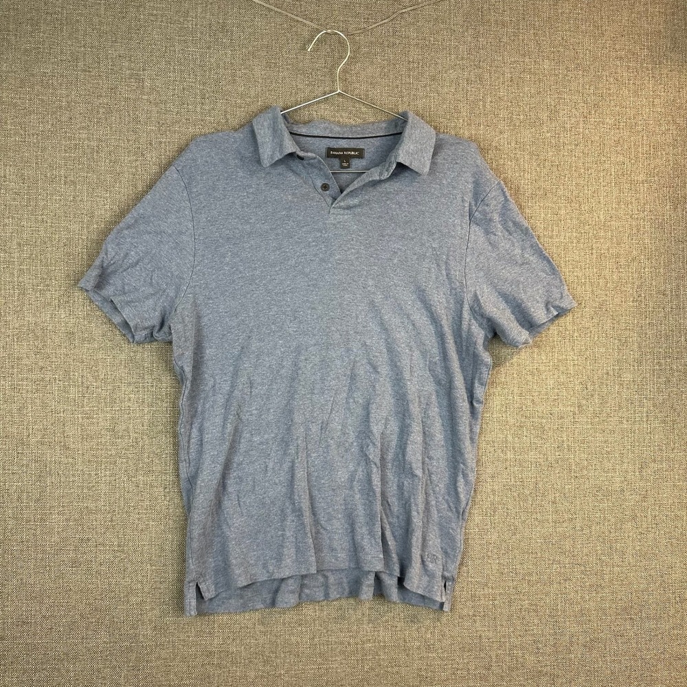 Banana Republic Mens Polo Shirt Short Sleeve Casual Top Heather Blue Size L